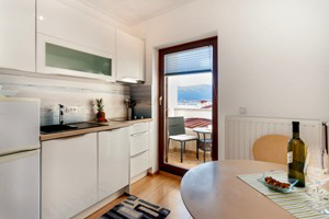 apartment close to beach terrace with sea view baska krk croatia kricin kitchen