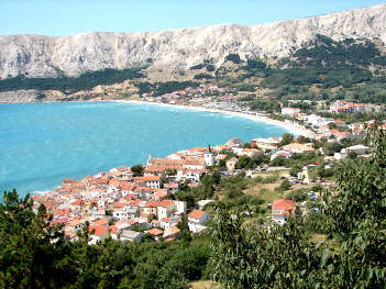 Picture old town and the beach - Baska Krk Croatia