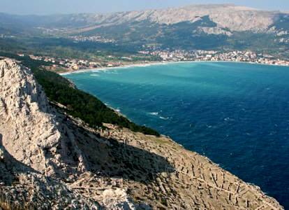 Hiking route near Baska - view on the Baska bay