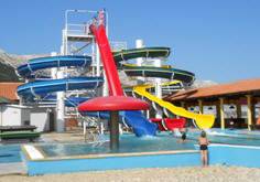 water chute on the beach Baska island Krk Croatia