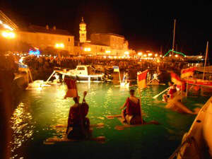 Markt in Krk Insel Krk Kroatien - Seeschlacht Markt in Krk Insel Krk Kroatien - Seeschlacht