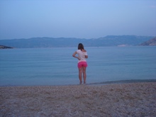 Walking on the beach Baska island Krk Croatia