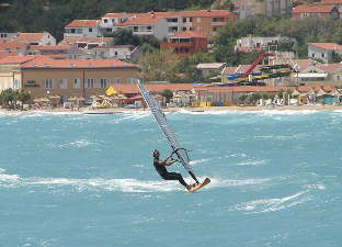 Windsurfing on the beach Baska island Krk Croatia