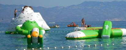 Floating climbing wall on the beach  Baska Krk